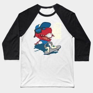 Red Dino Skate Baseball T-Shirt